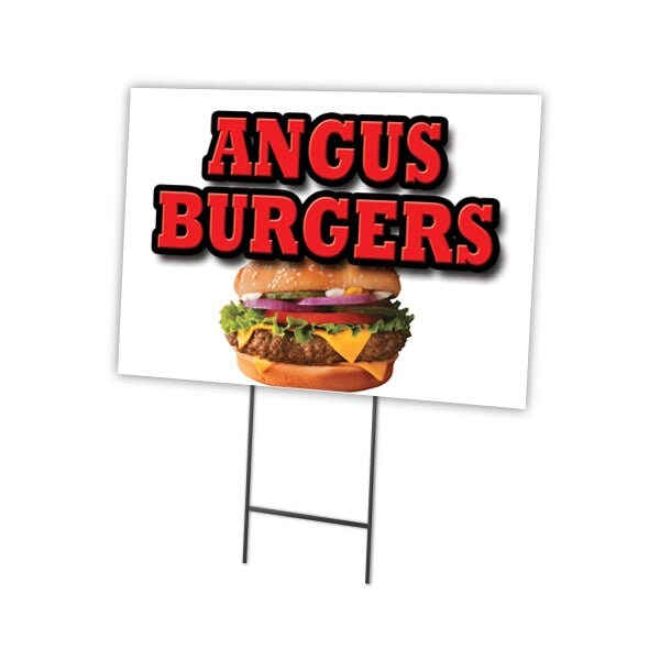 Signmission Angus Burgers Yard Sign & Stake outdoor plastic coroplast window, C-1216 Angus Burgers C-1216 Angus Burgers - main